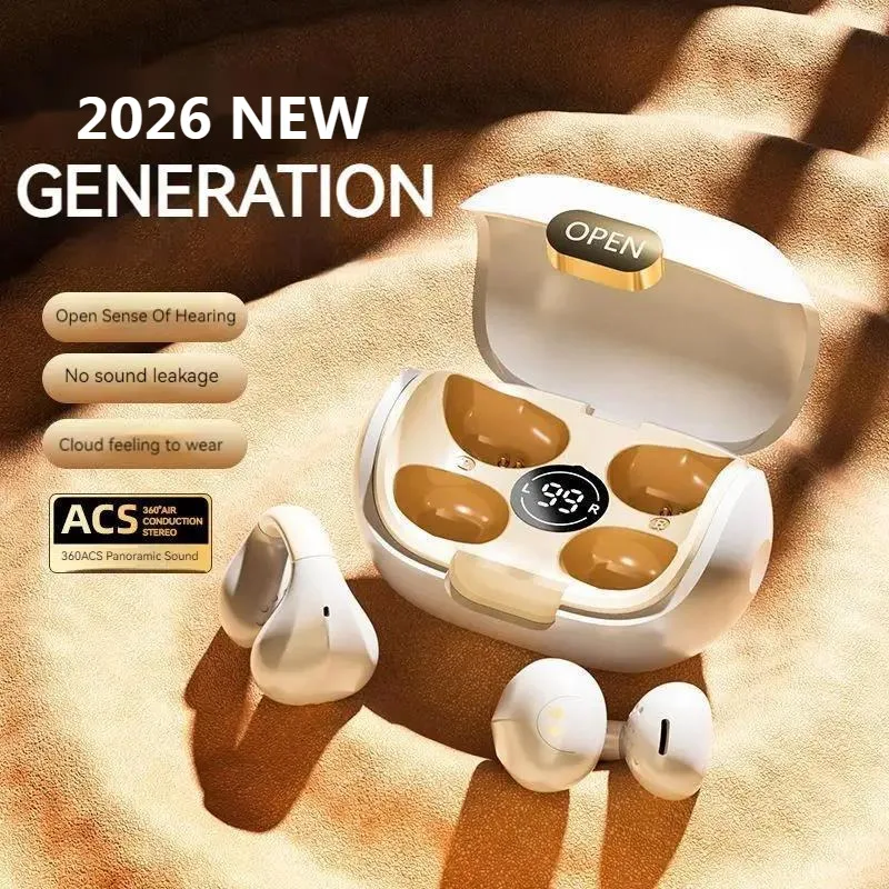 

OWS Bone Conduction Bluetooth 5.3 Earclips Earbuds True Wireless Hifi Stereo Waterproof Earring Sports Smart Touch Headphones