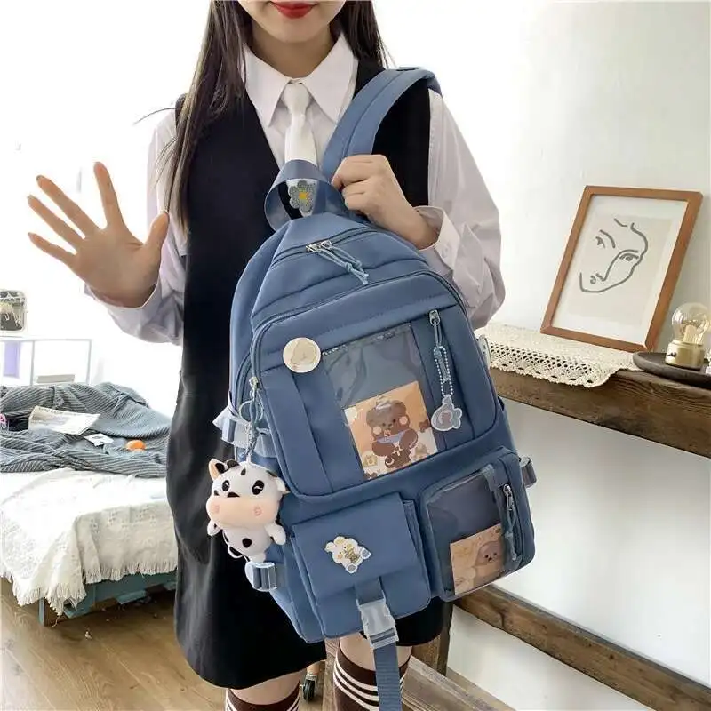 

Girls Backpack Cute School Bags For Student Teens Girls Pockets Women Laptop Backpack Harajuku
