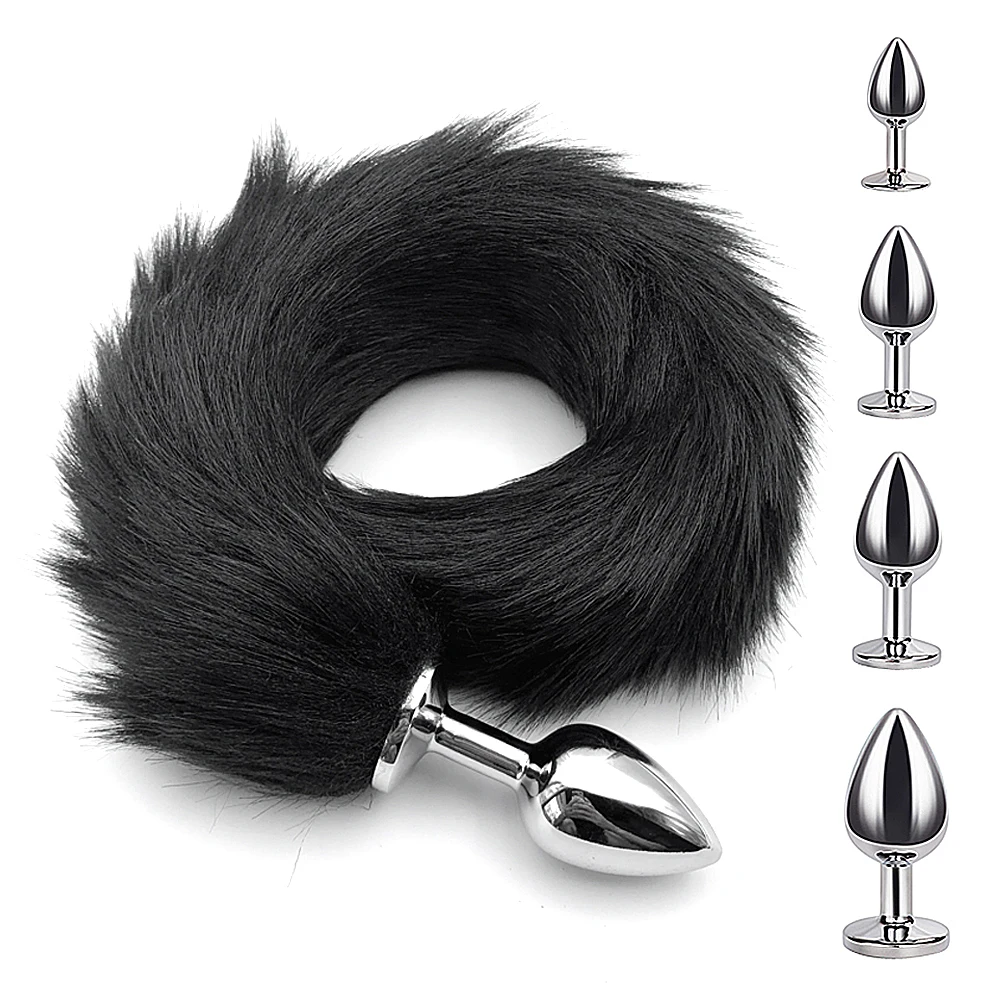 4 dimensioni Butt Plug in metallo Coda di volpe Giocattoli intimi Estensore anale Dilatatore Prodotti del negozio di sesso Giochi erotici Articoli per adulti