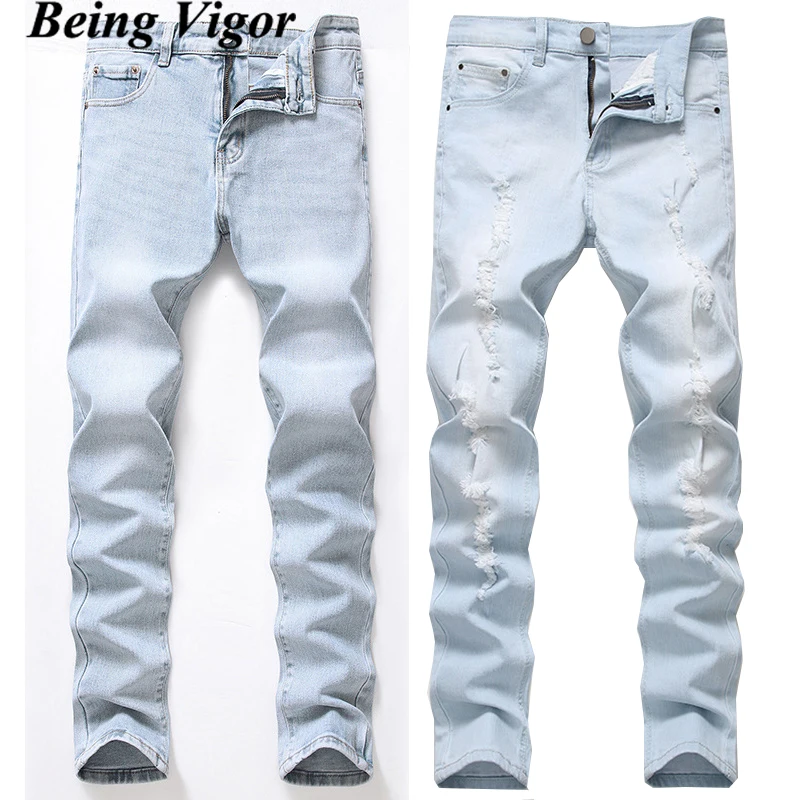 

Being Vigor Mens Stylish Light Blue Faded Wash Denim Jeans Trousers pantalones Jens Pants штаны оверсайз