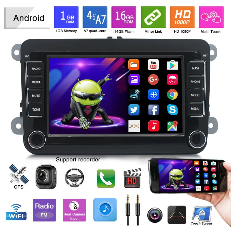 2Din Android 12 Car Multimedia player For VW Volkswagen Golf Polo Tiguan Passat b7 b6 SEAT leon Skoda Octavia Radio GP Carplay