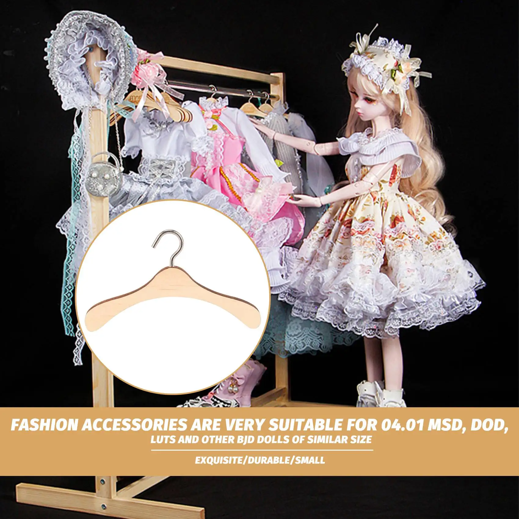 شماعات خشبية للدمى bjd ، 10 من شماعات