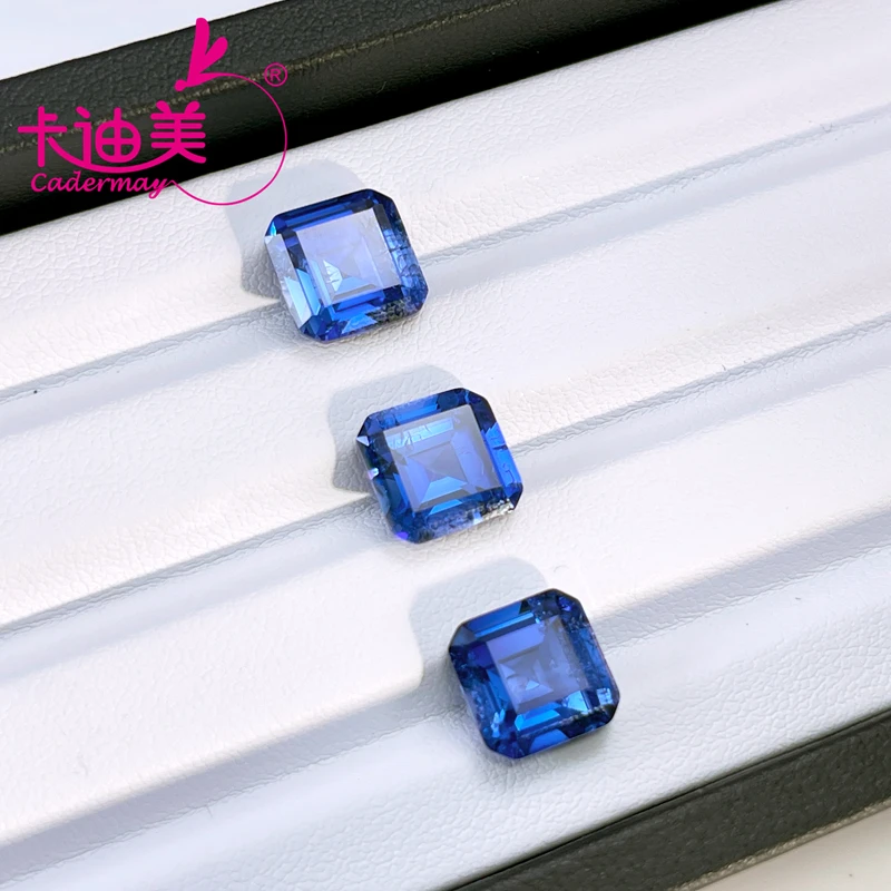 CADERMAY Cornflower Blue Lab Grown Sapphire Loose Stone With Inclusions Octagonal Shape DIY Fine Jewelry Making  Gemstones