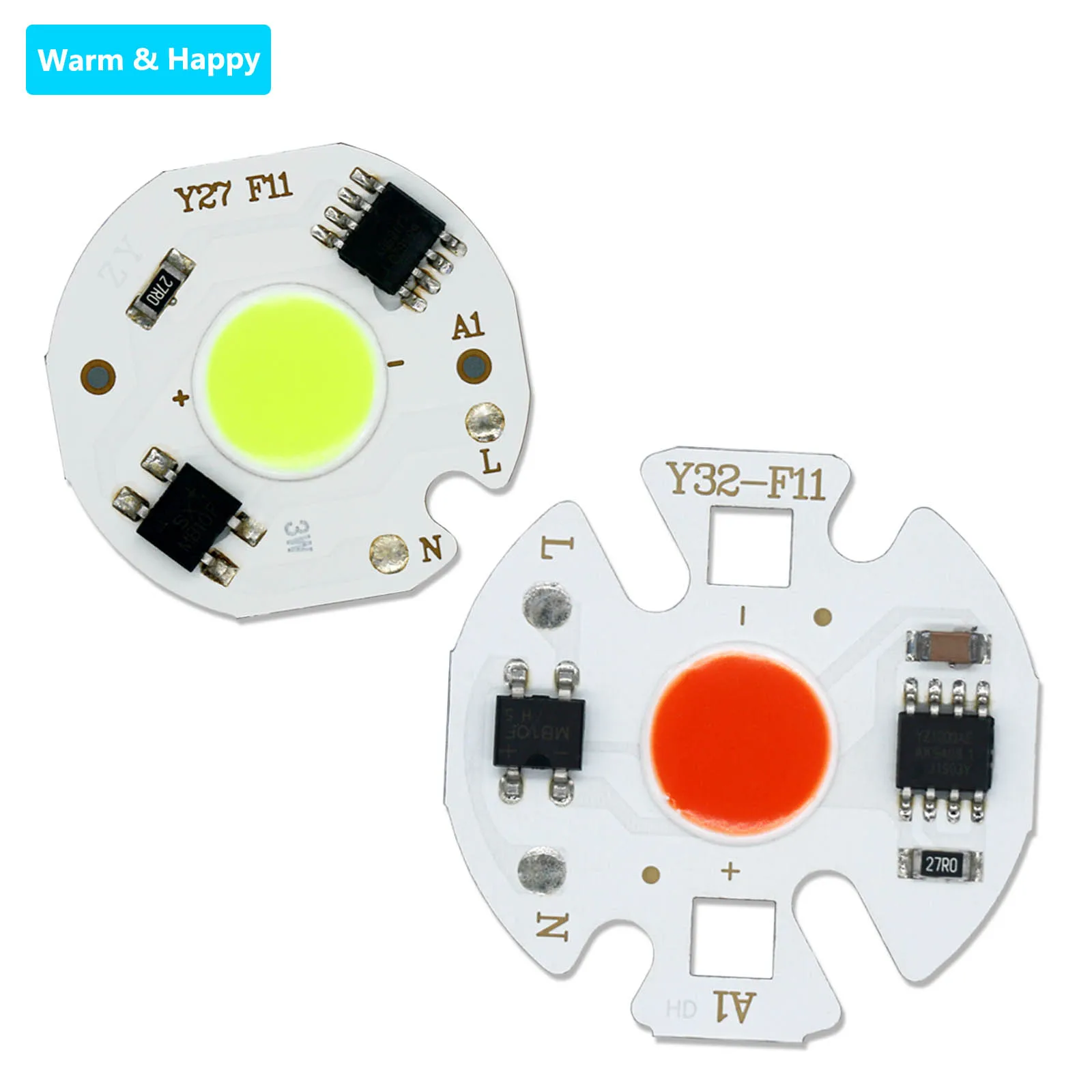 Chip LED COB 3W 5W 7W 9W 27MM 32MM Rosso Verde Blu AC220V Senza driver Adatto per faretti e sorgenti luminose da incasso