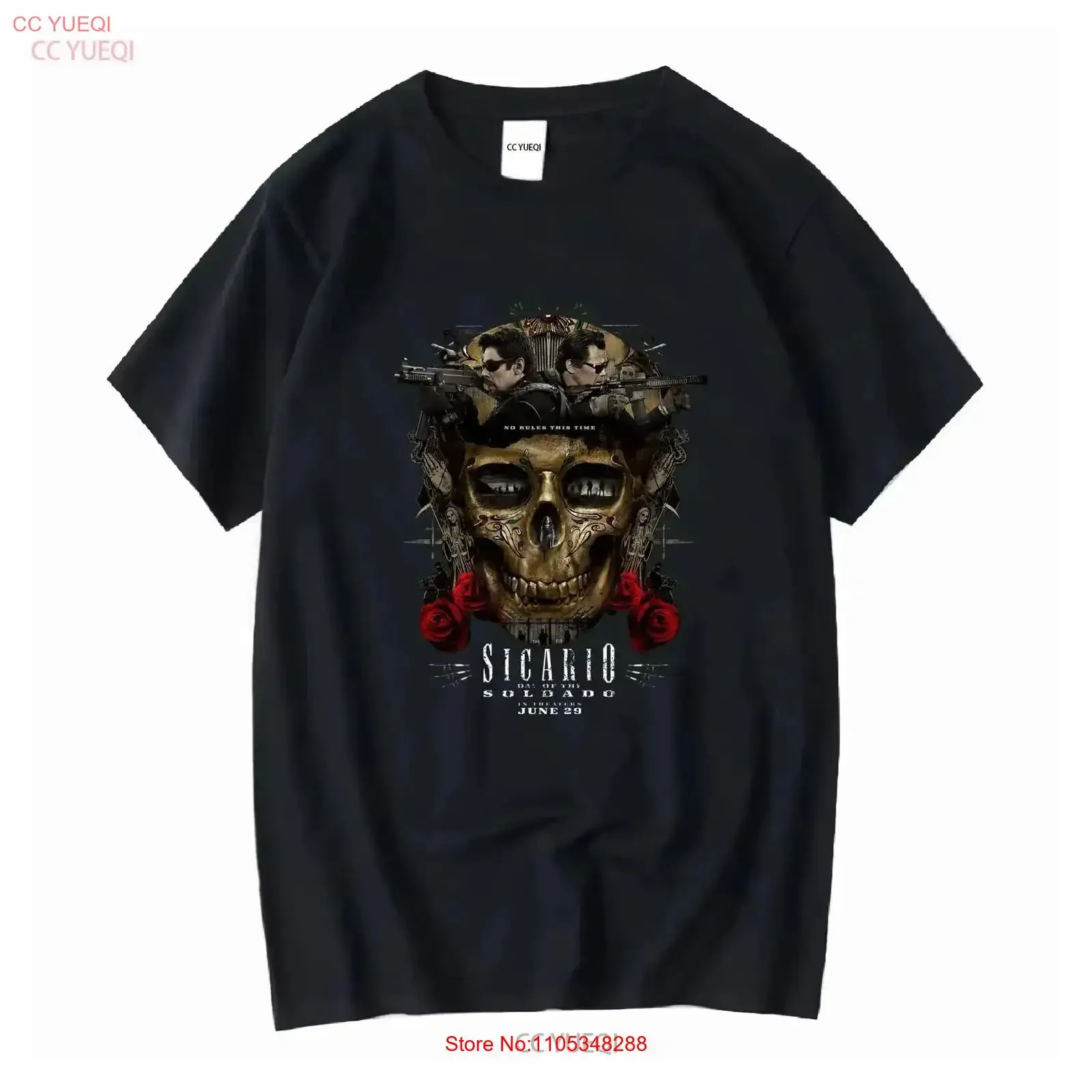 Camiseta Sicario Día del Soldado, Talla Completa, Tendencia Actual, Estilo Vintage, Lavada, Suave, con Gráficos, Ligeramente Elegante, Casual
