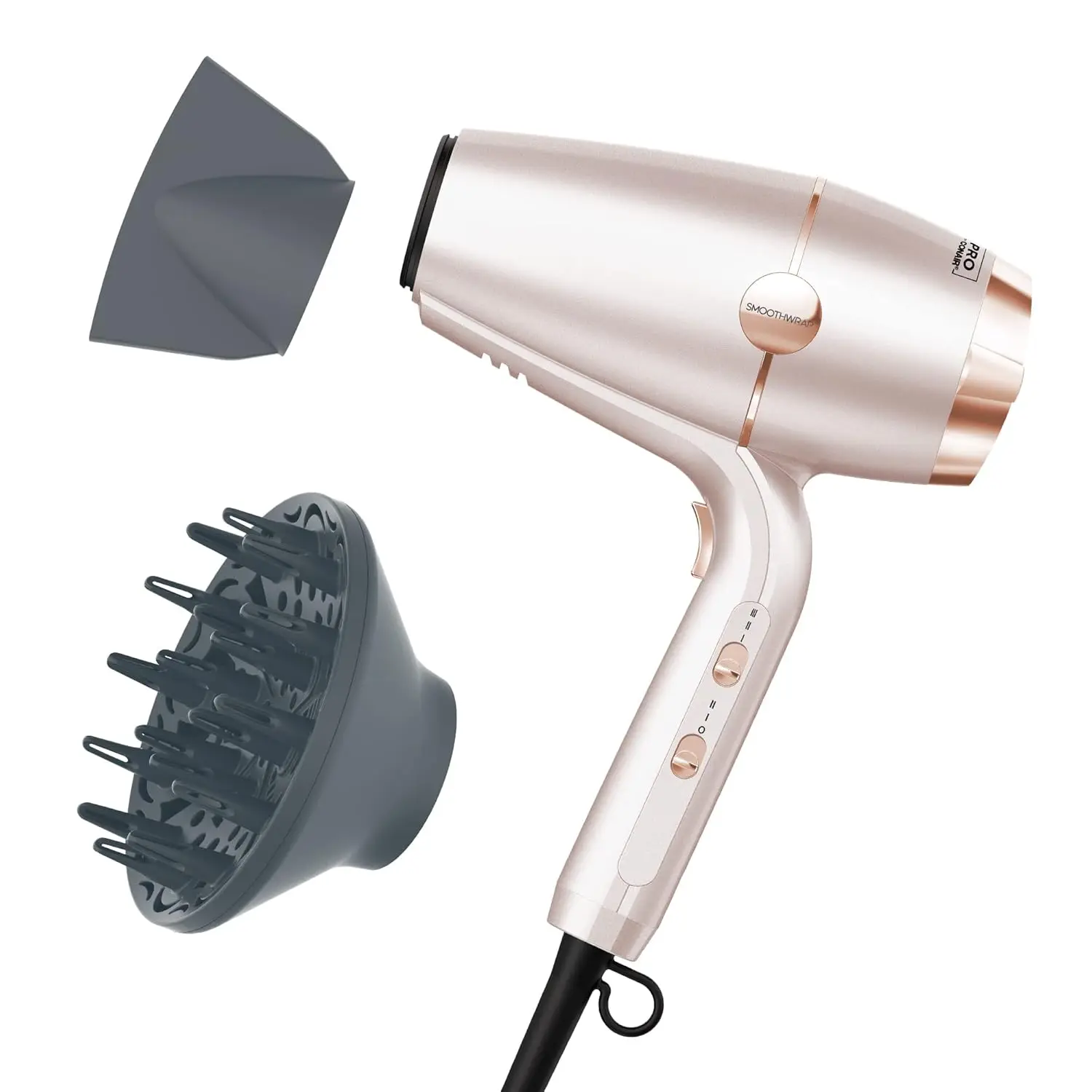 

SmoothWrap Hair Dryer with Diffuser, Ceramic Tech for Less Frizz & Volume, Champagne