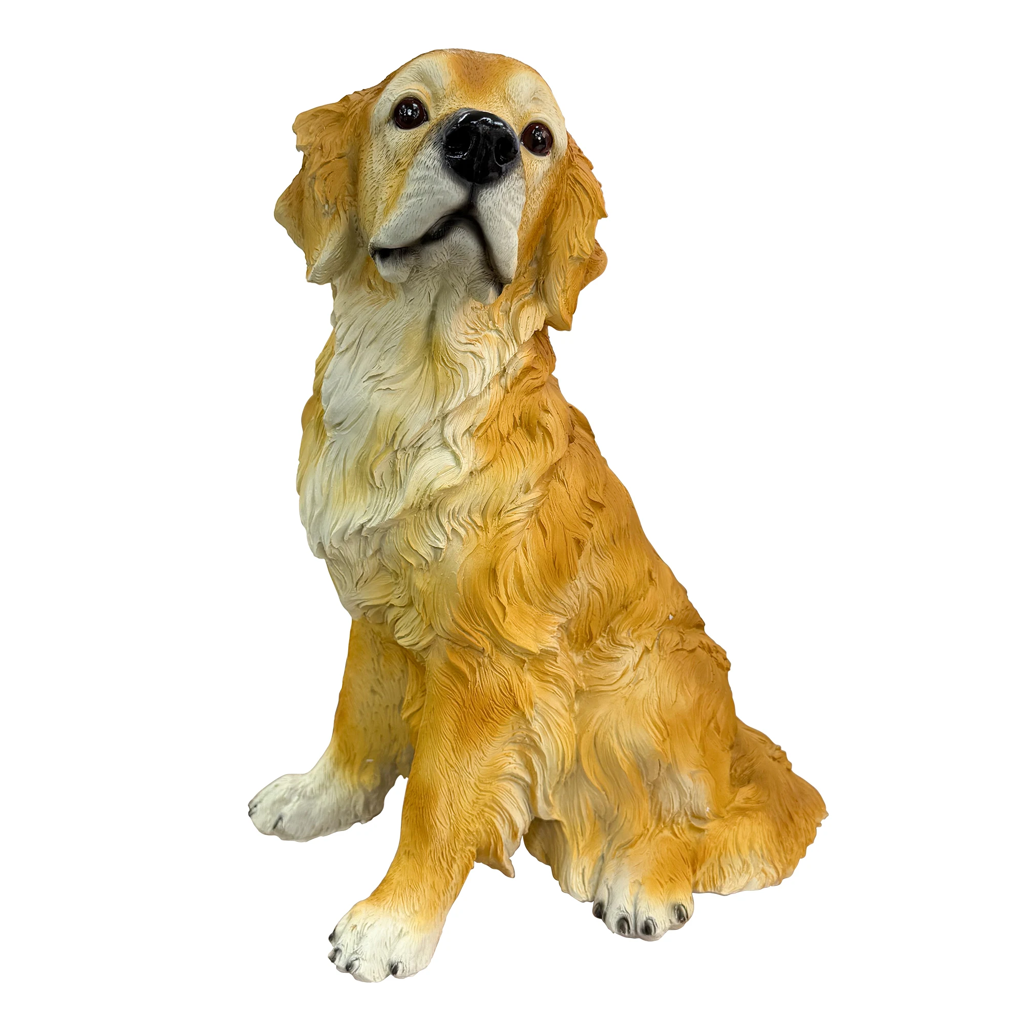 Lifelike Golden Retriever Garden Statue, Earth-Brown Resin Dog Ornament, Weatherproof Hand-Painted Animal Decor for Yard, Lawn & Patio