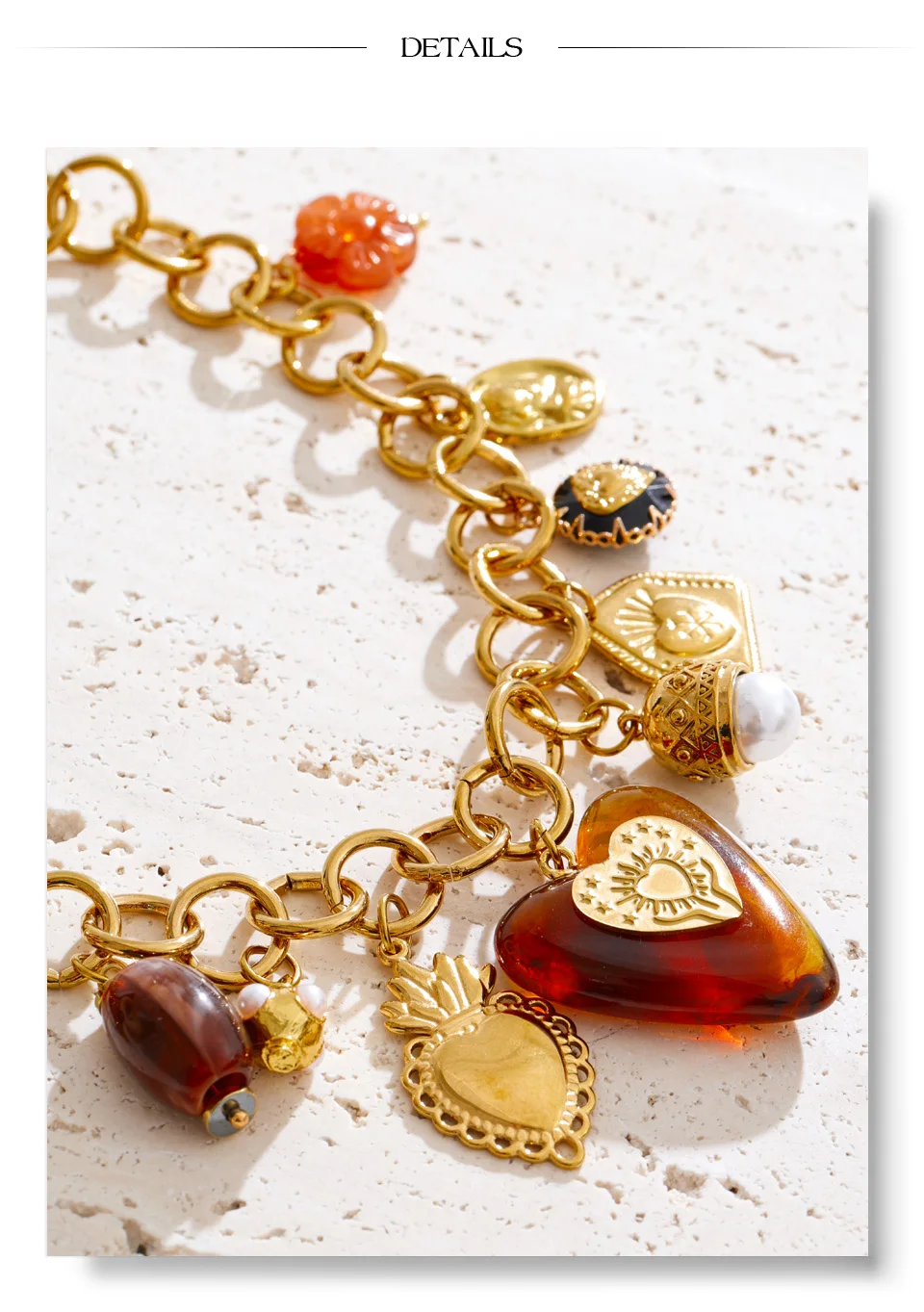 Yhpup Charms Anhänger Halskette Edelstahl Acryl Herz Blume Erdbeere Tropfen Statement Halskette Wasserdicht Kragen Schmuck – Detail 13