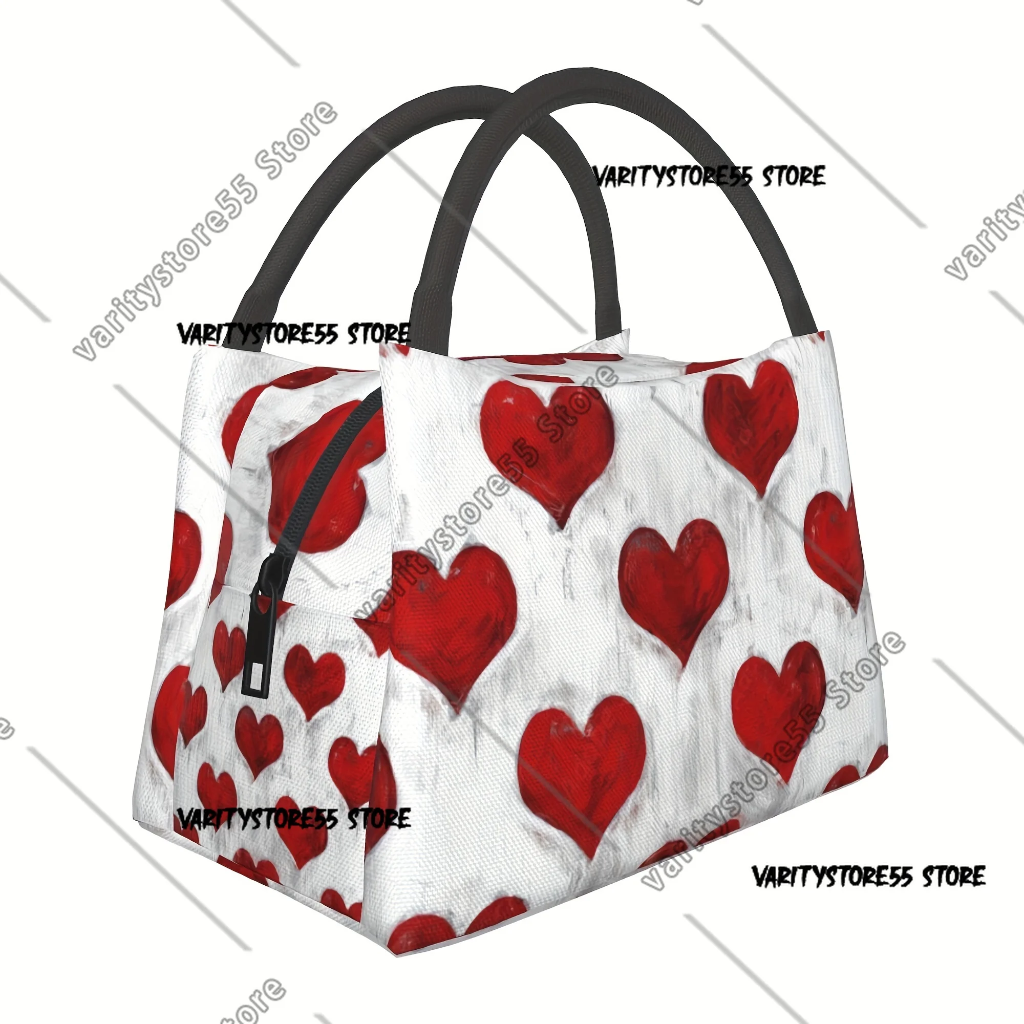 

Винтажная сумка-холодильник с красным сердцем, портативная многоразовая сумка-холодильник, изолированная сумка-холодильник для кемпинга, пикника, пляжа