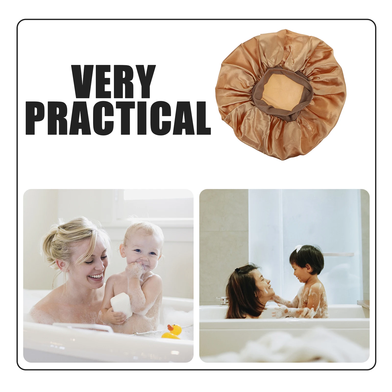 

2 Pcs Fabric Golden Silk Waterproof Bath Caps Practical Shower Women's