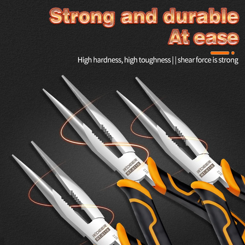 R'DEER ELECTRIC Wire Pliers，Sharp Large Opening Diagonal Pliers Needle Nose Pliers，For Cutting，Twisting and Clamping MetalWires