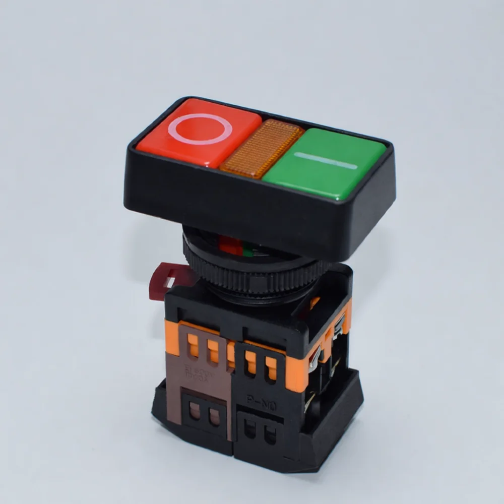 Industrial Dual Button Switch LED Light Source Red Green Status Indicator 22mm 25mm Aperture Control Device Circuit Component
