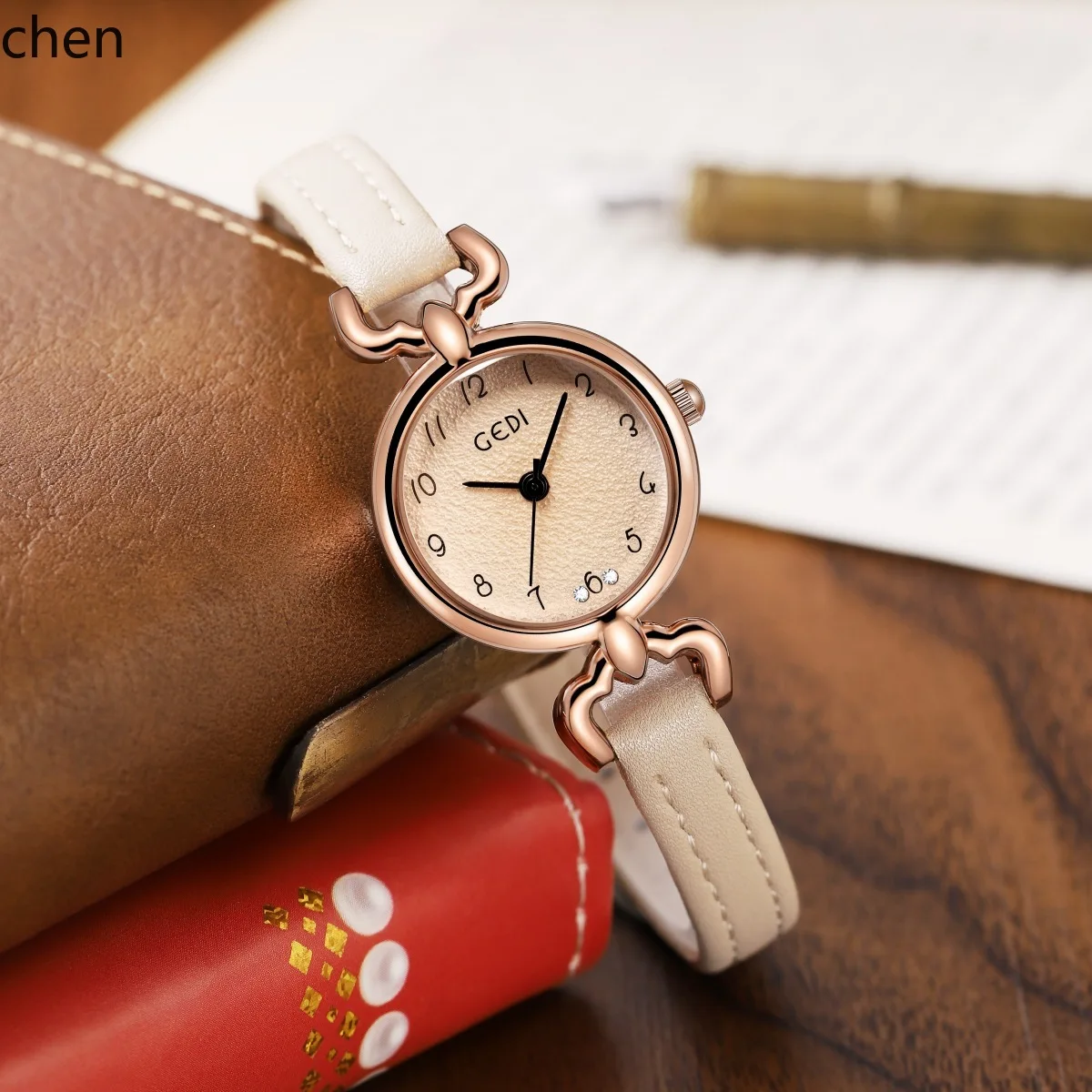 ZML niche women's watch, simple leather strap watch, quartz waterproof ladies' watch