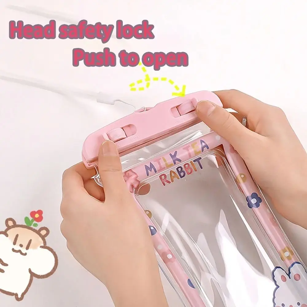 

1Pcs New Universal Waterproof Phone Case Cartoon Rabbit Air Bag Shockproof Phone Bag Hanging with Strap Lanyard Phone Cover