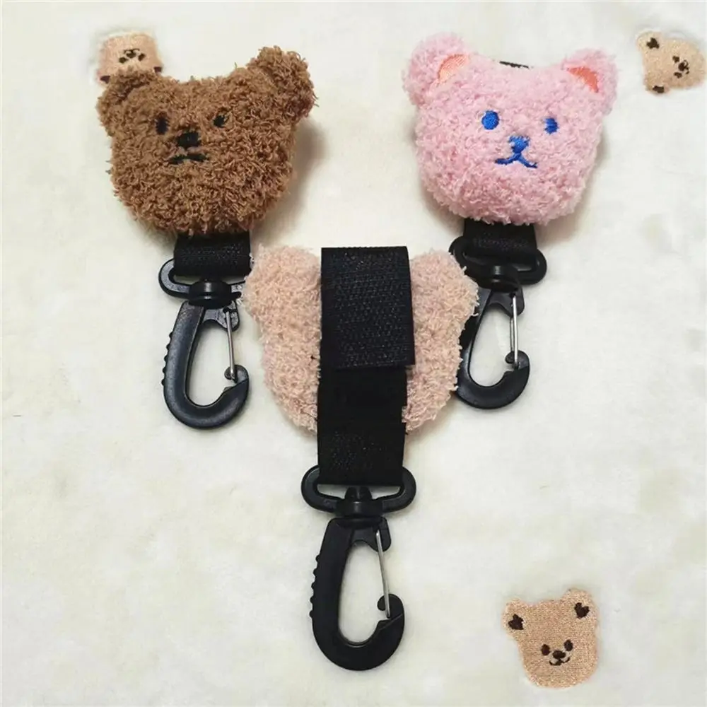 Universal Cute Sliding-proof Bear Embroidery Bag Hanging Hook Baby Stroller Organizer Hook Stroller Hooks Stroller Accessory