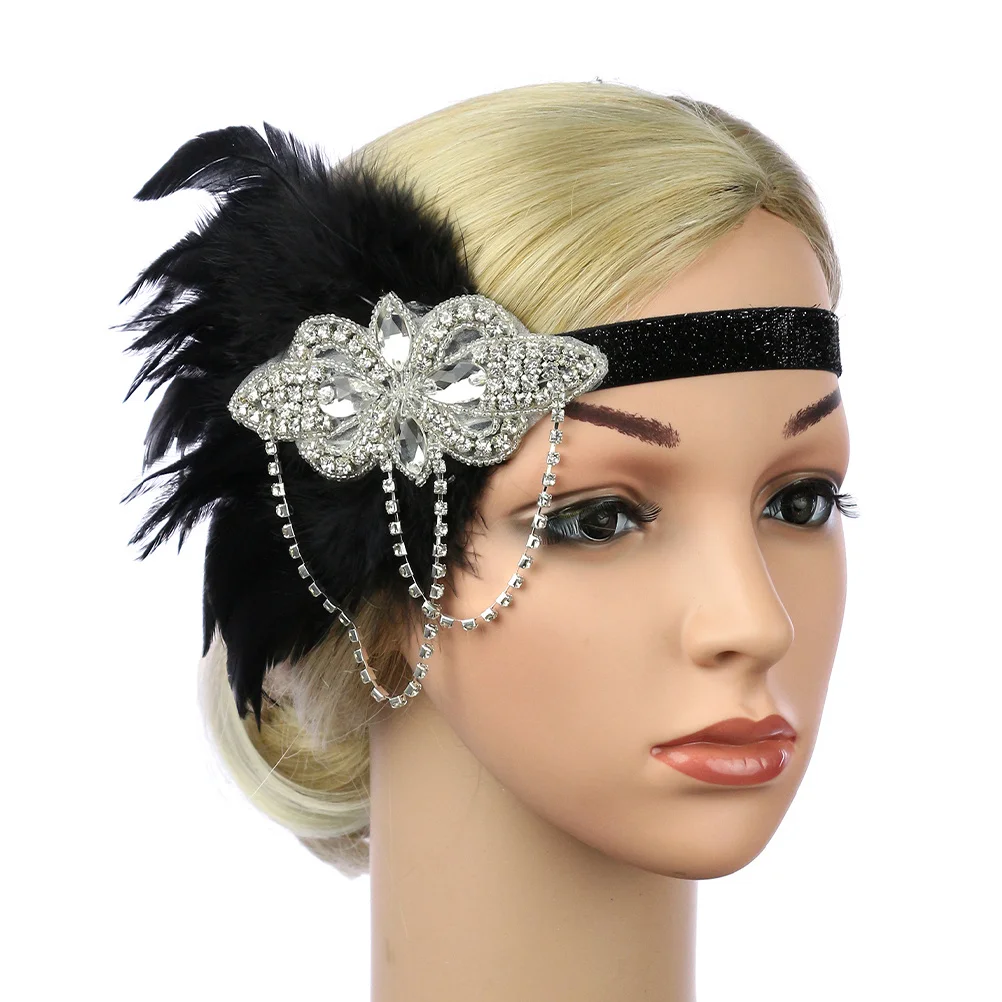 

Headband 1920S Style Rhinestone Tassel Hairpiece for Women Formal Occasion Photography Prop Elegant 20S Costume