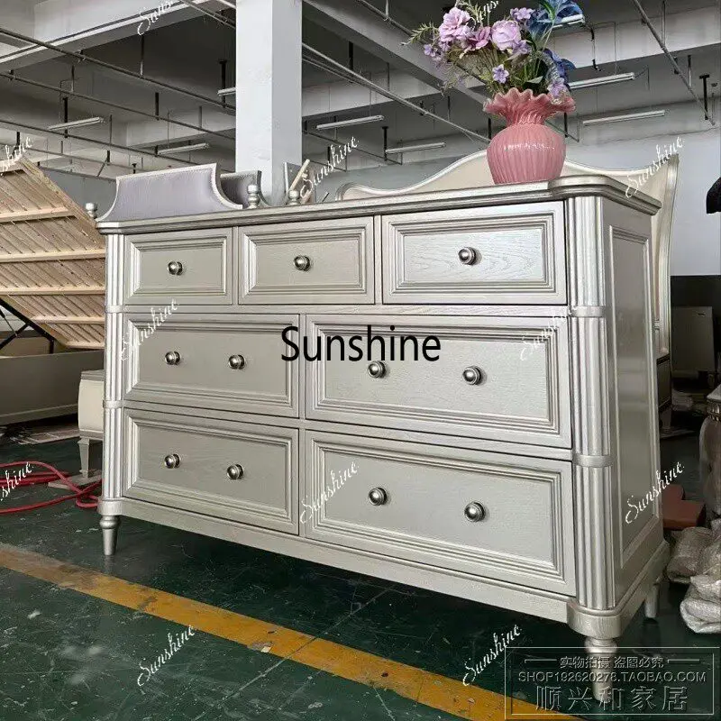 American solid wood seven-chest cabinet bedroom living room drawer storage cabinet