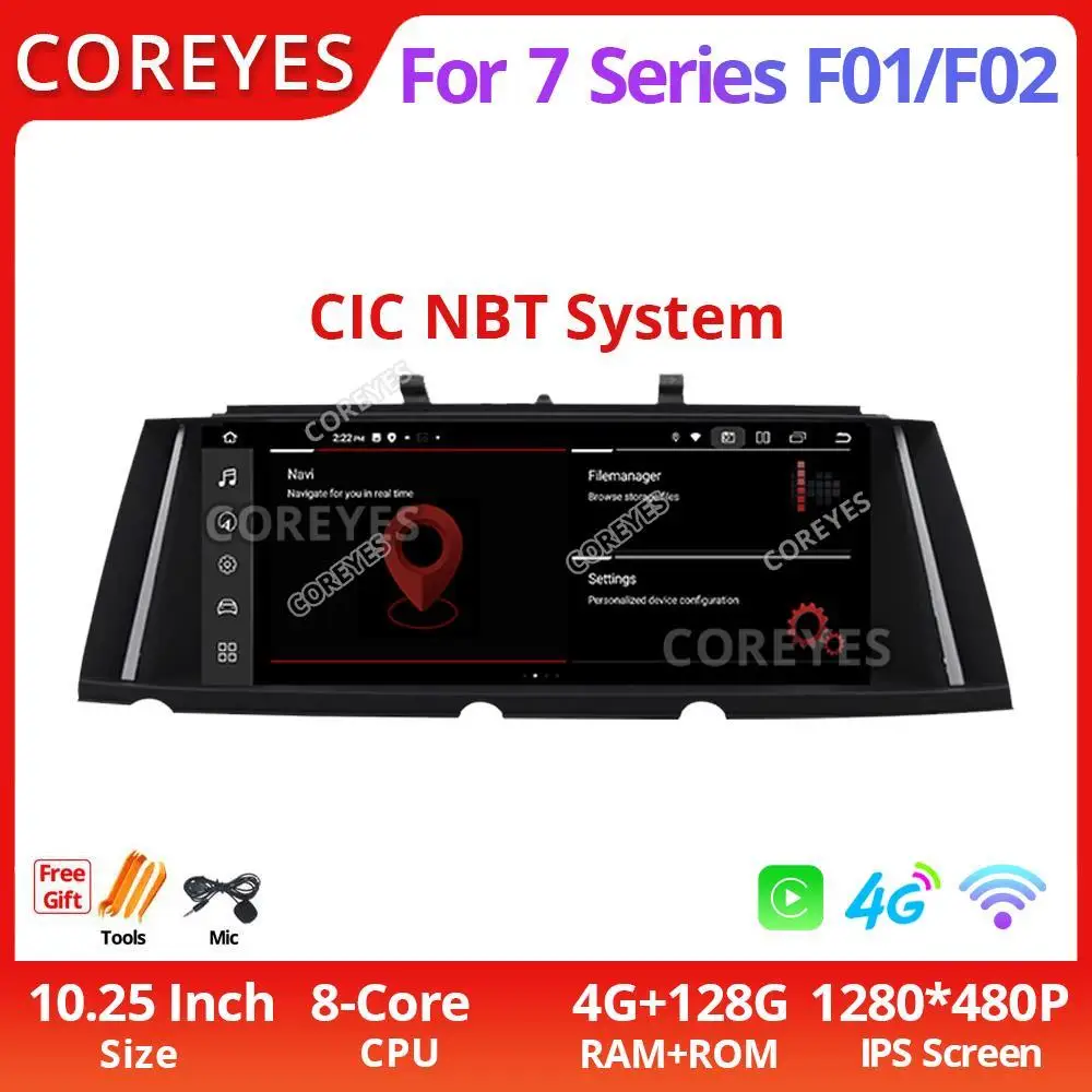 

COREYES 10.25 Inch Car Radio For BMW 7 Series F01 F02 CIC NBT CarPlay Multimedia Stereo Player GPS Navi Auto Bluetooth Head Unit