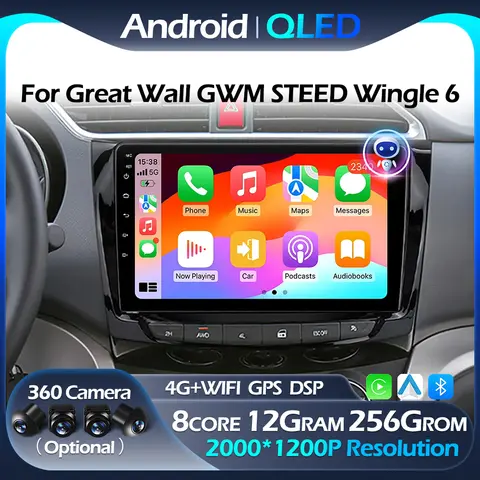 만리 장성 GWM STEED Wingle 6 2014-2021 용 Carplay Android Auto 자동차 라디오 멀티미디어 비디오 플레이어 네비게이션 GPS WIFI 4G