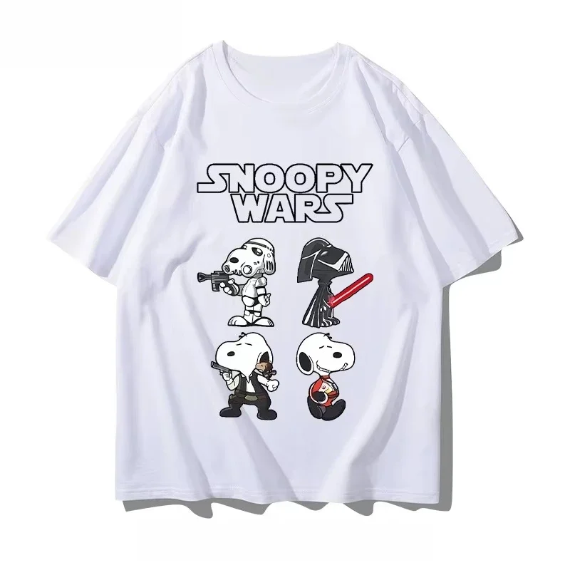 Camiseta periférica Snoopy Joint de algodón puro de manga corta de verano para hombres y mujeres Darth Vader Force sable de luz deportes de media manga