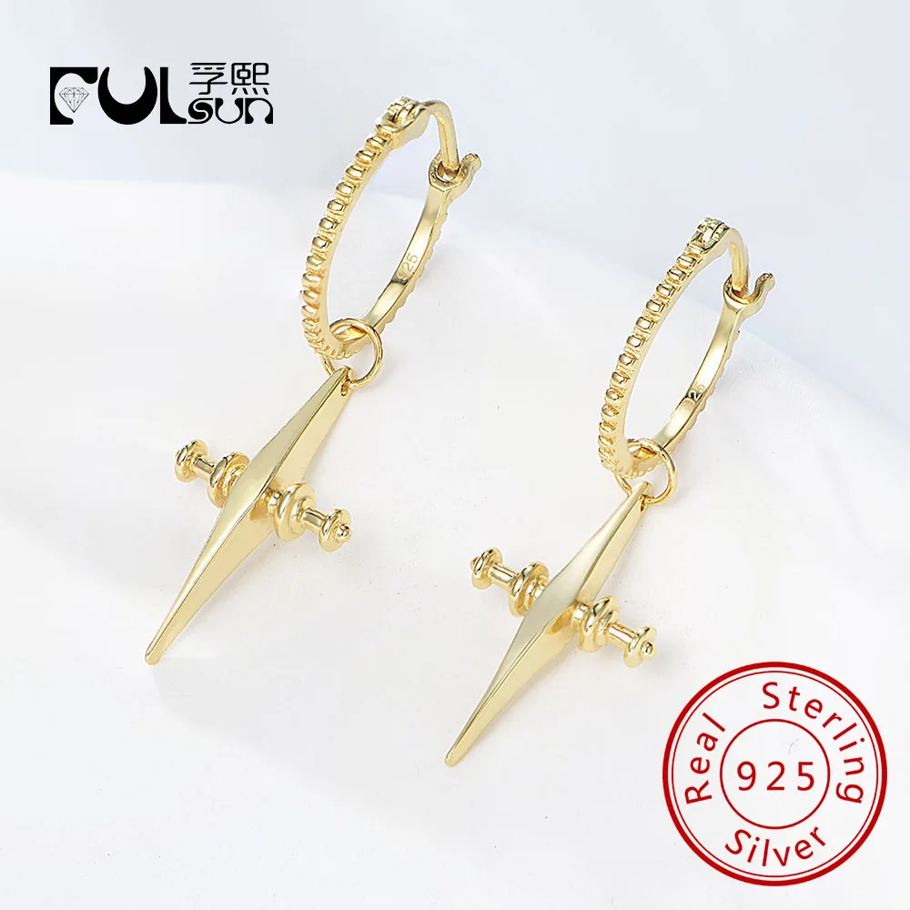 

Ювелирные изделия из стерлингового серебра 925 пробы, подарок, позолоченные 14 карат, модные серьги-кольца с крестом для женщин, ювелирные изделия