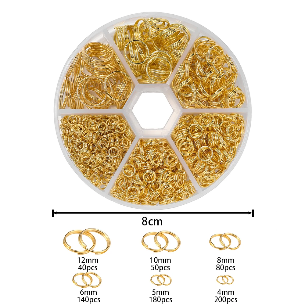 690pcs/Box 4/5/6/8/10/12mm Metal Open Jump Rings Double Loops Split Rings Connectors Kit for DIY Jewelry Making Accessories