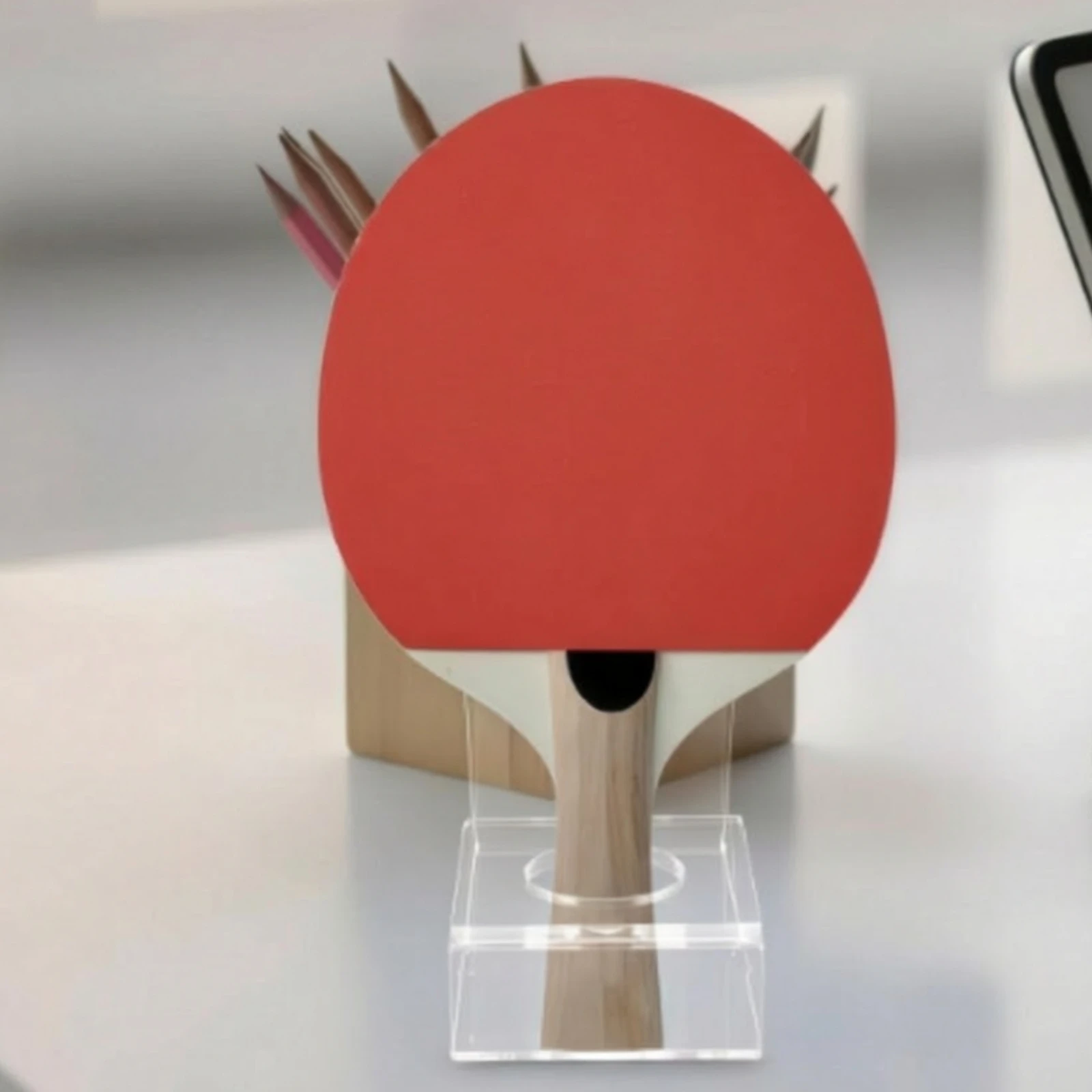 Table Tennis Paddle Display Stand Sturdy Table Tennis Paddle Holder with Curved Rest Acrylic Table Tennis Racket Stand