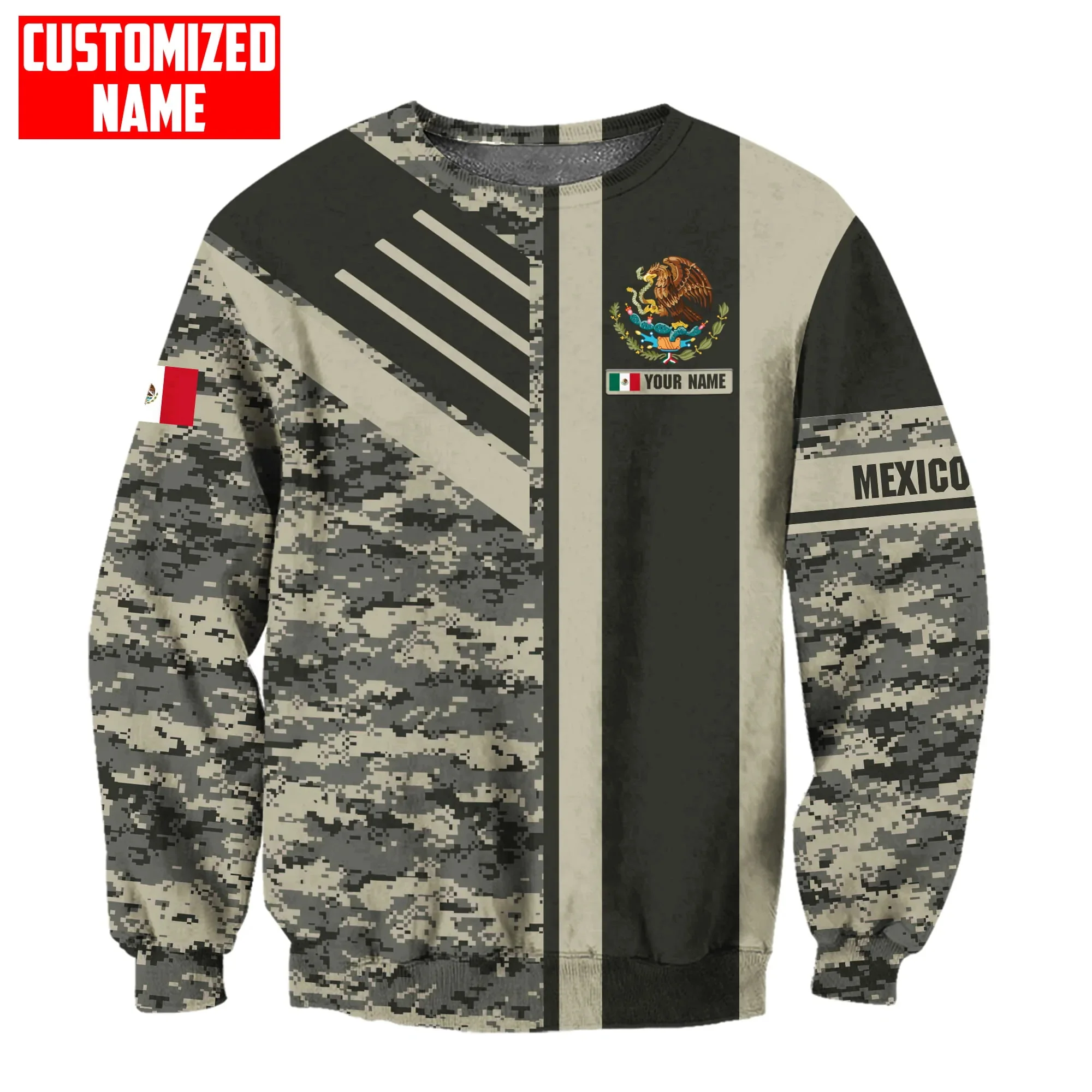 Personalized Name Mexico Flag Coat of Arm 3D All Over Printed Mens Hoodie Unisex Casual Jacket zip hoodie sudadera hombre MT-114