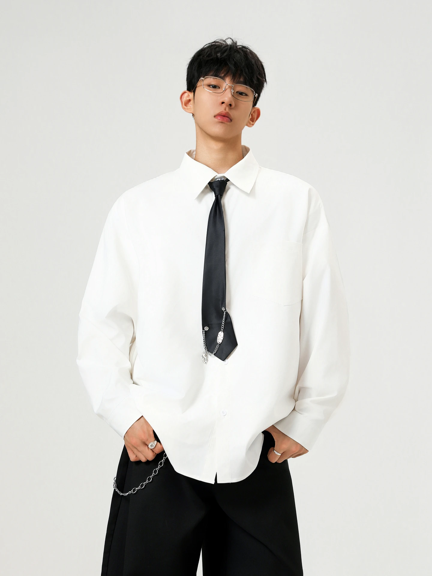 

Cleanfit Long Sve irt ex Loose Autumn Faionable Retro American Color Couple Match Casual Sle Polyester Fiber