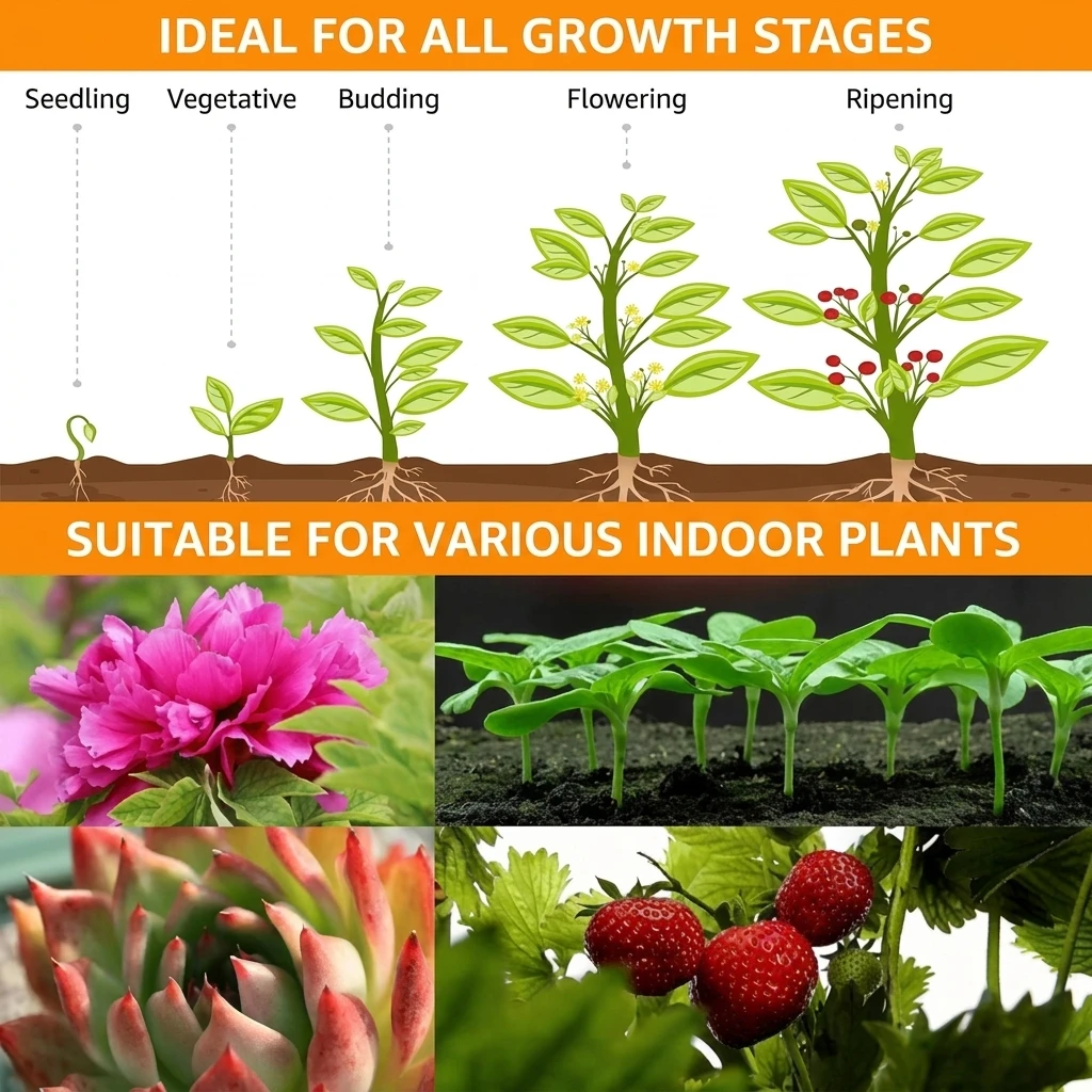 Full Spectrum Indoor Solar LED Growth Light 4 Gear Dimming Fleshy Flower Floor Telescopic Fill Light for Plants