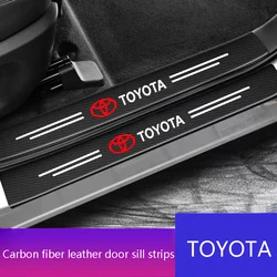 4PCS Carbon Fiber Car Sticker Auto Door Threshold Waterproof stickers For Toyota Yaris Hilux Corolla Prius Avensis Emblem Auris