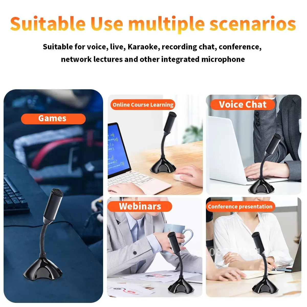 Adjustable Desktop USB Microphone Stand for Laptop and Computers Studio Singing Gaming Streaming Mikrofon With Holder