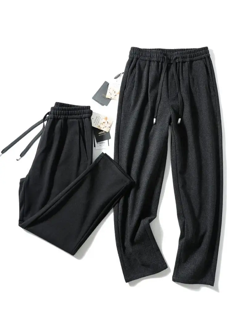 

Высококачественные легкие мужские повседневные брюки из шерстяной смеси, прямого кроя, свободные, модные, городские, стильные, для осени, для делового стиля