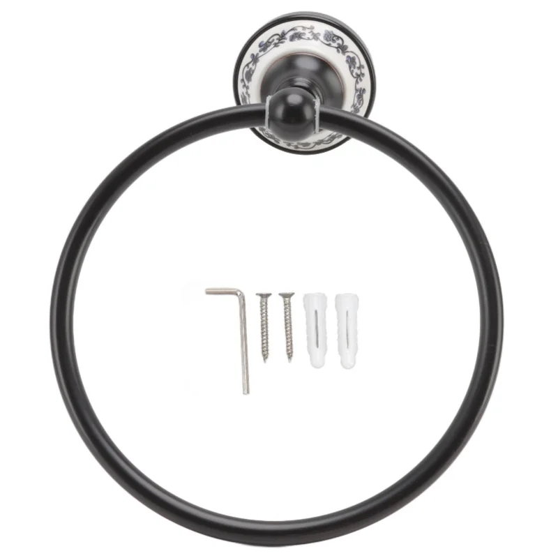 

Towel Ring Bathroom Wall Mounted Stand Holder Rack Antique Brass Porcelain Accessories