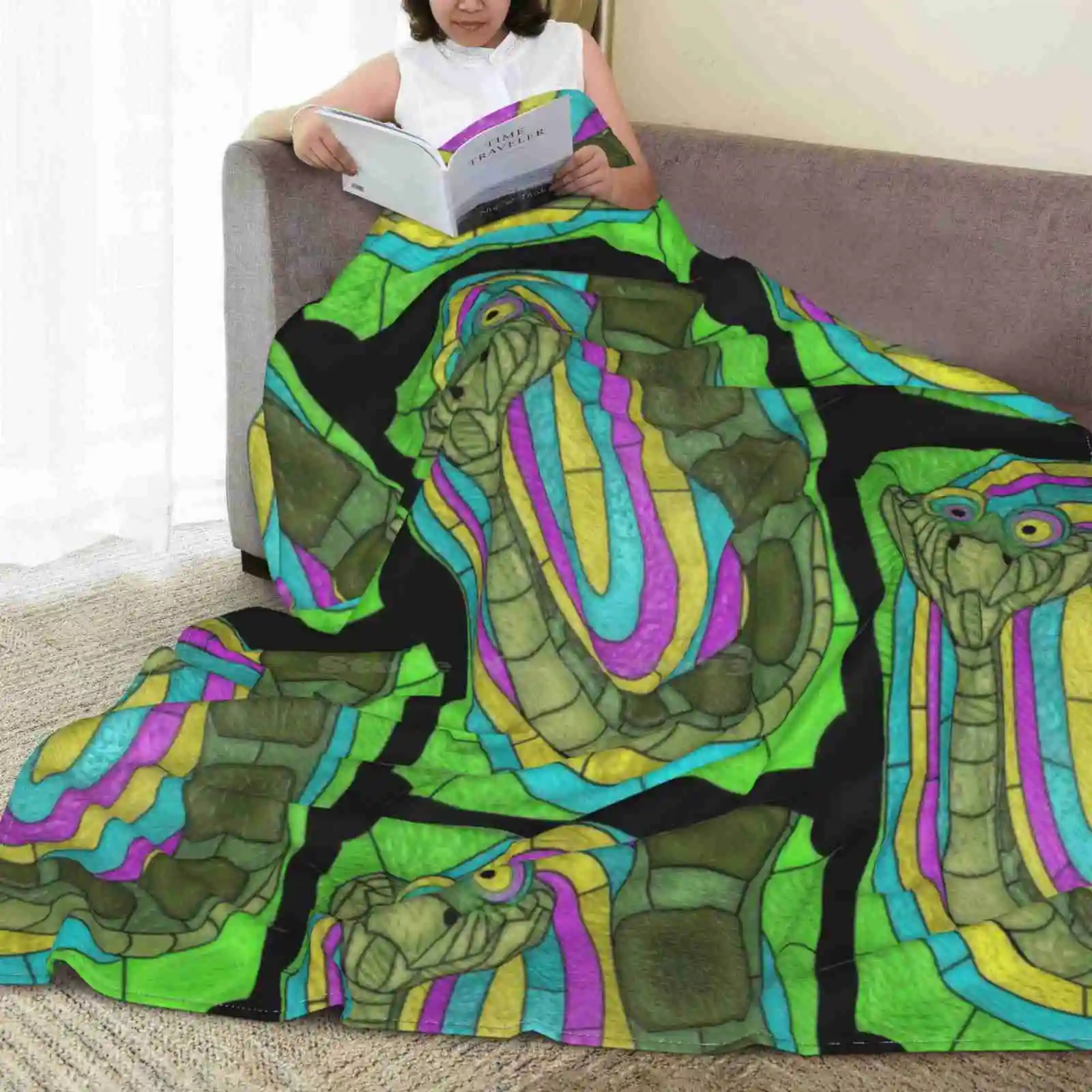 Trust In Him-Stained Glass Villains Best Selling Room Household Flannel Blanket Kaa Jungle Book Villain Snake Uncle Frogface image 6