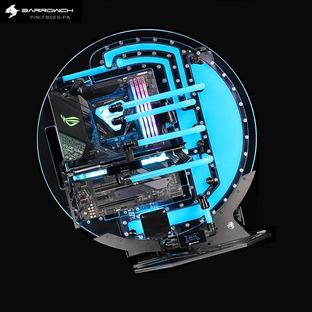 Barrowch Water Cooled Game Case, Circular Water Cooling Chassis, Compatible With ATX / MATX / ITX Motherboard FBCES-PA