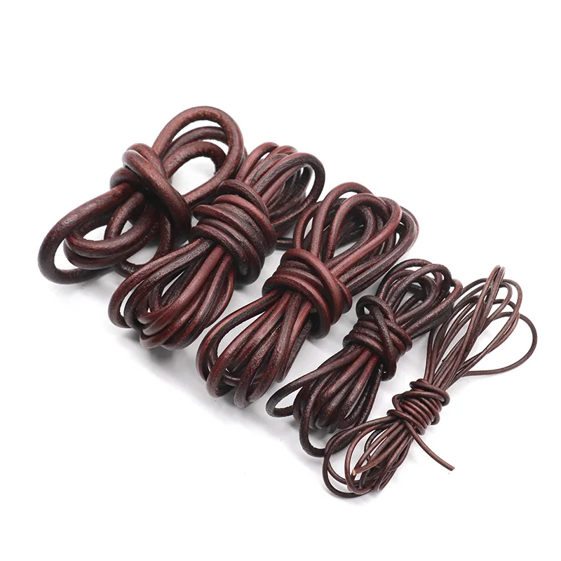 1/2m/lot Width 2/3/4/5mm Vintage Genuine Leather Cords Round Flat Leather Cord for DIY Leather Bracelet Jewelry Making Findings