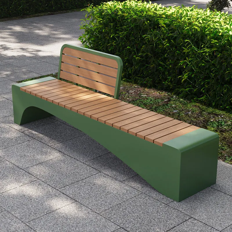 Park chair outdoor preservative wood shopping mall square outdoor bench chair courtyard finished leisure seat plastic wood bench