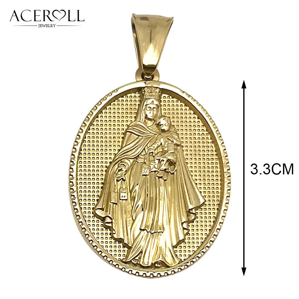 قلادة ACEROLL من الفولاذ المقاوم للصدأ لسيدةنا الخيرية، فيرجين دي لا كارييداد ديل كوبري