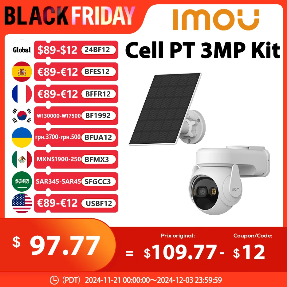 IMOU Cell PT 3MP Battery Camera With 3W Solar Panels Full Color Night Vision Security Protection Wifi Survalance Camera Outdoor