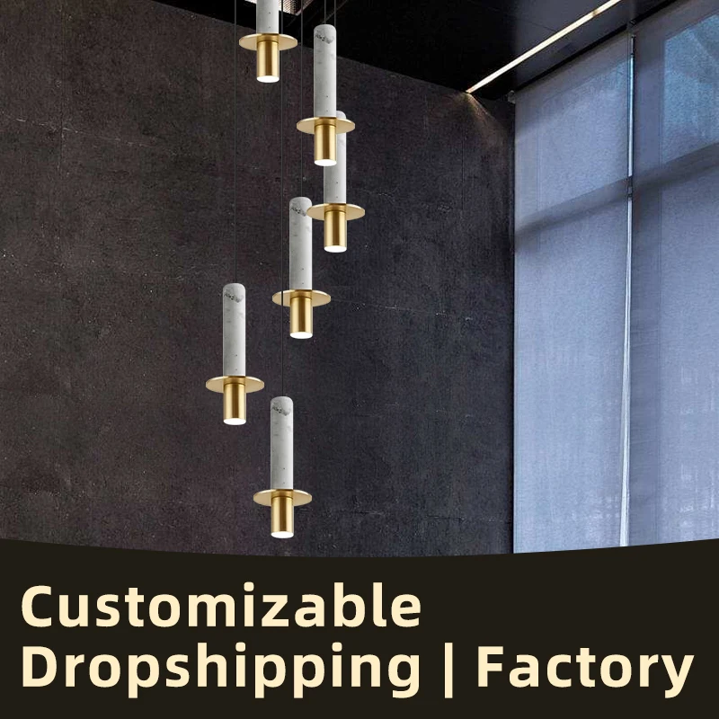 

Nordic Luxury Staircase Pendant Light Duplex Loft Penthouse High Ceiling Chandelier Minimalist Staircase Pendent Light