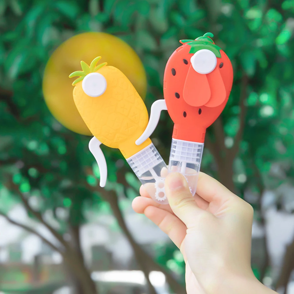 Multifunctional Hand Fan Bubble Fan Manual Fan Cartoon Fruit Shape Hand Fan Home Appliance Low Noise Adjustable Speed