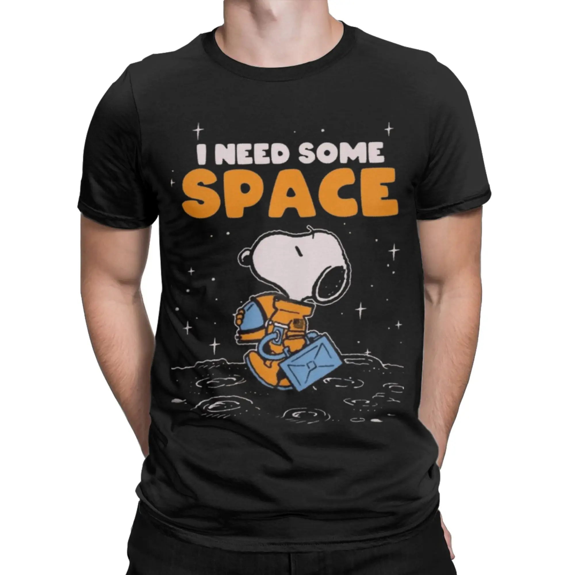 Snoopy Space T Shirts Men Women's 100% Cotton Vintage T-Shirts Round Neck  Tee Shirt Short Sleeve Clothing Birthday Present