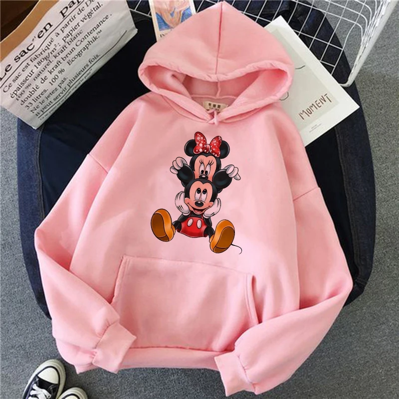 Harajuku Women Hoodie Disney Minnie Mouse Sweatshirt Clothes Mickey Hoody Top Hoodies Sweatshirts Female Girls