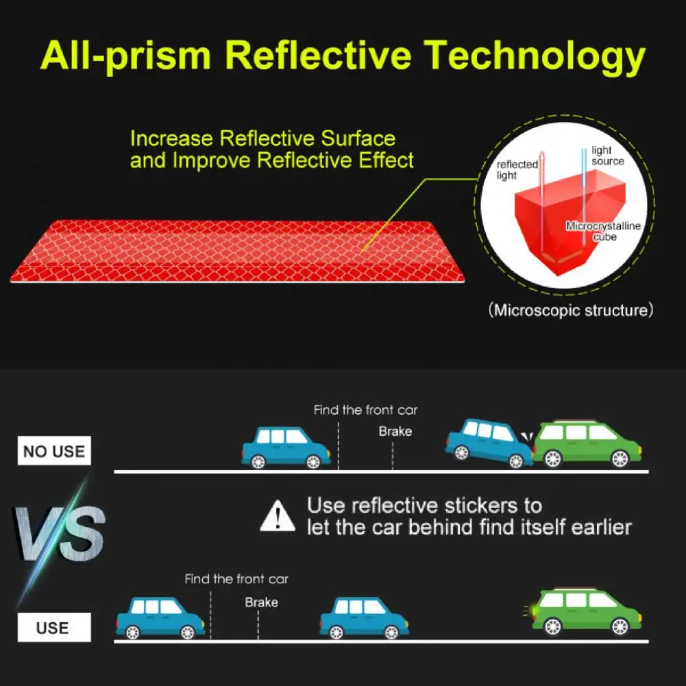 Long-distance Reflection Stickers Reflective Car Stickers Set Warning Stripes for Rear Trunk Fender Waterproof Anti-collision