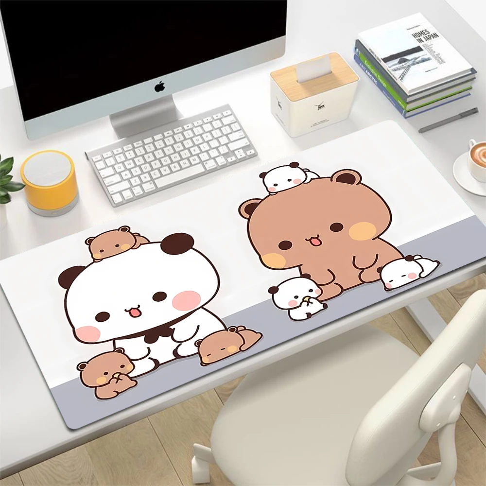 BuBu DuDu Kawaii Mousepad Large Gaming Compute Natural Rubber Mouse Pad Gamer Office PC Keyboard Cute little bear Desk Mat Xxl