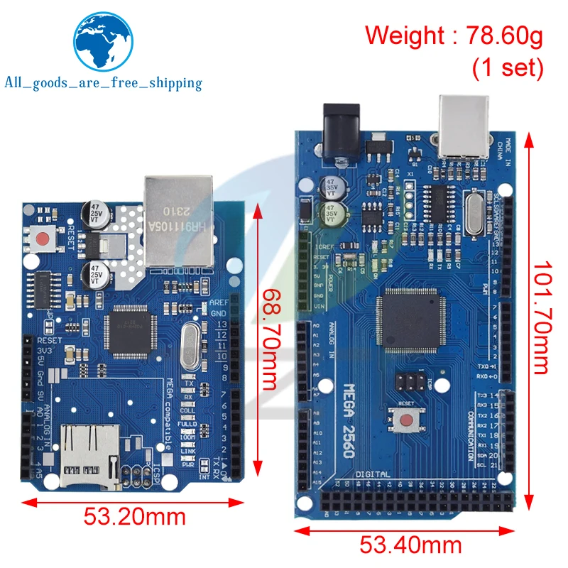 Imagem -06 - Placa de Expansão de Rede Tzt-uno Ethernet W5100 Cartão sd Shield para Arduino Mega 2560 r3 Mega 2560 Rev3