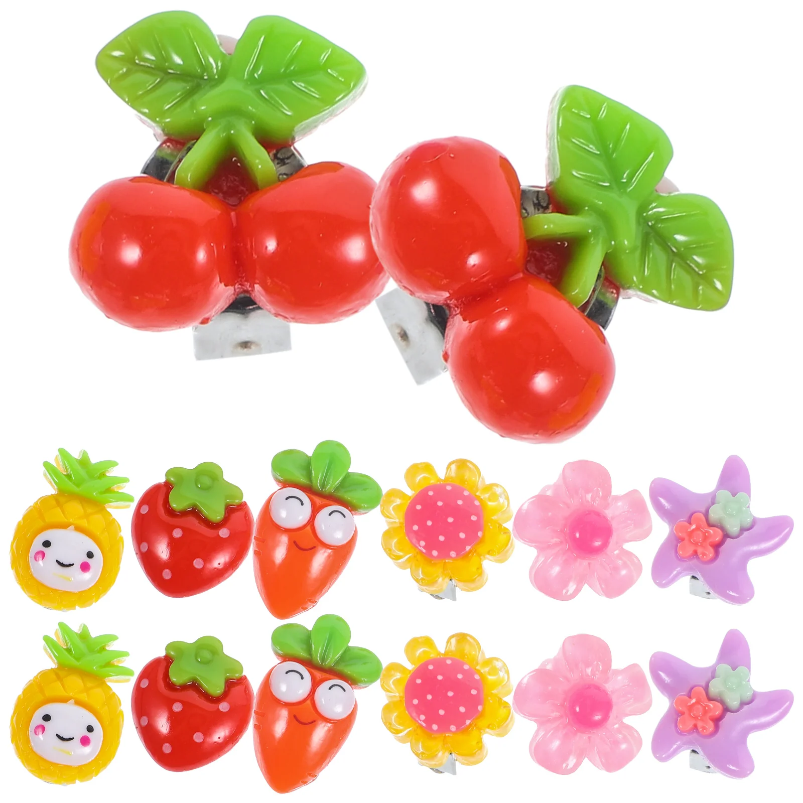 

7 Pairs Girls Stage Earring Flower Clips Little Jewelry Cute on Earrings Princess Plastic