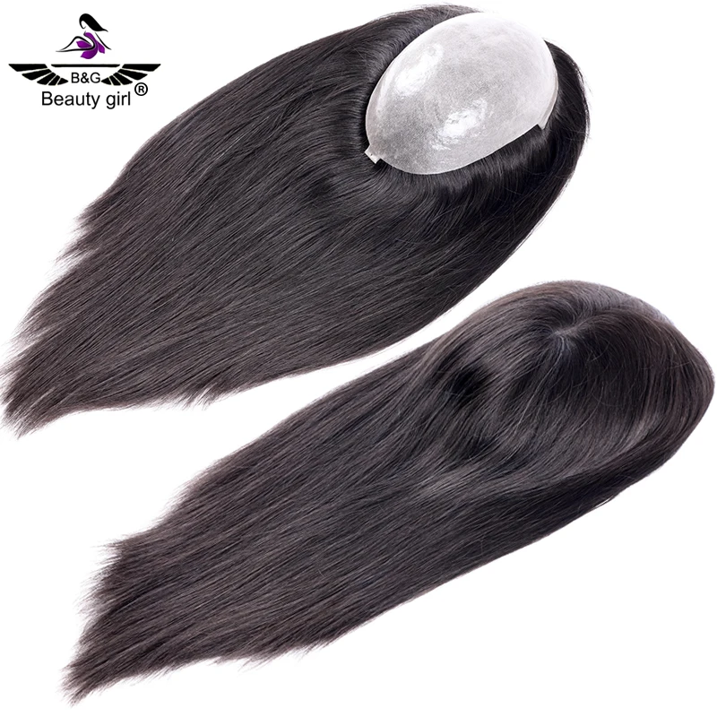 

Thinning Hair Solutions 7X9 Natural Scalp Soft Virgin Hair Pieces For Women Black Clip In Pu Thin Skin Topper Human Hair