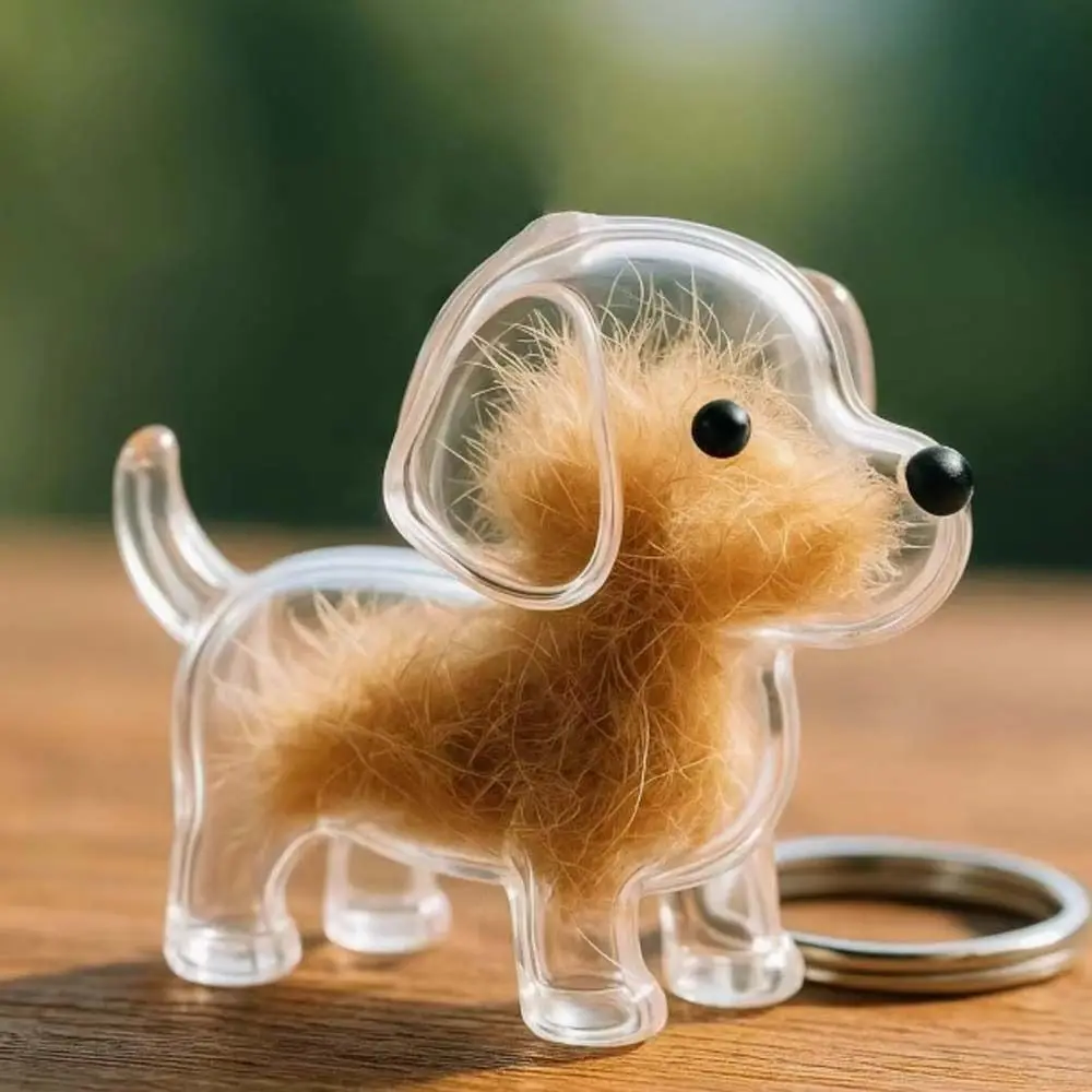Dog Shape Dog Hair Storage Box Transparent Hair Grooming Pet Hair Keychain Acrylic DIY Handmade Puppy Pendants Pet lovers